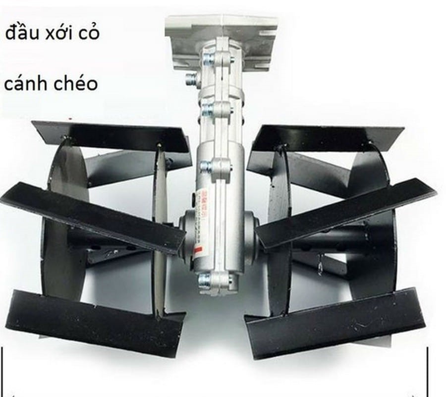 Đầu xới cỏ bằm đất cho máy cắt cỏ - Đầu xới cỏ cánh chéo trục 28, 9 khía