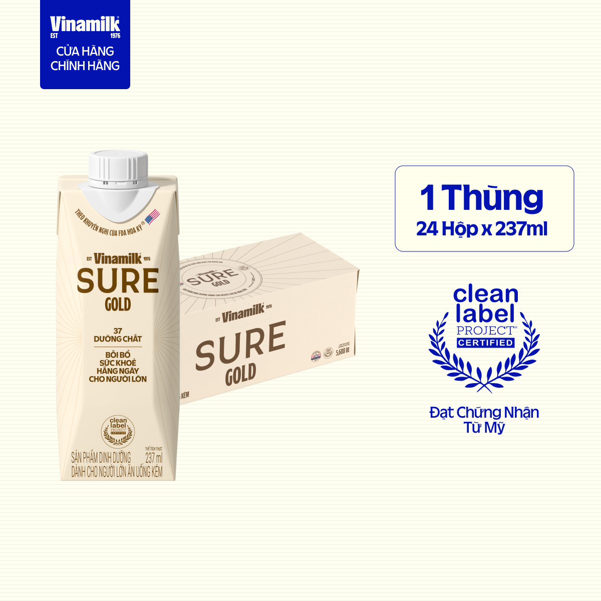    CHỌN PHÂN LOẠI Sữa Bột Pha Sẵn Vinamilk Sure Prevent Gold 237ml  lốc 3 hộp  37 dưỡng chất bồi bổ sức khỏe 