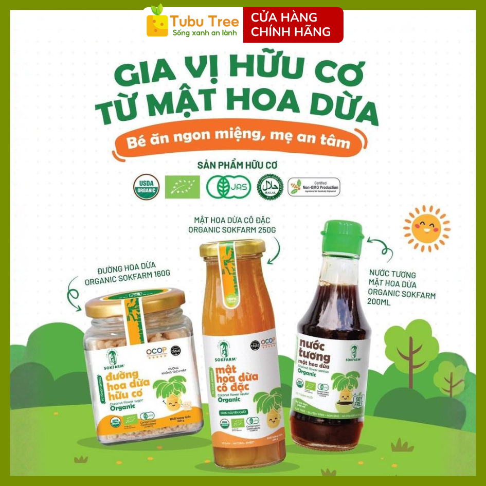 Combo Gia Vị Organic Cho Bé Sokfarm (Mật, Đường, Nước Tương) - An Toàn, Thay Thế Đường Tinh Luyện