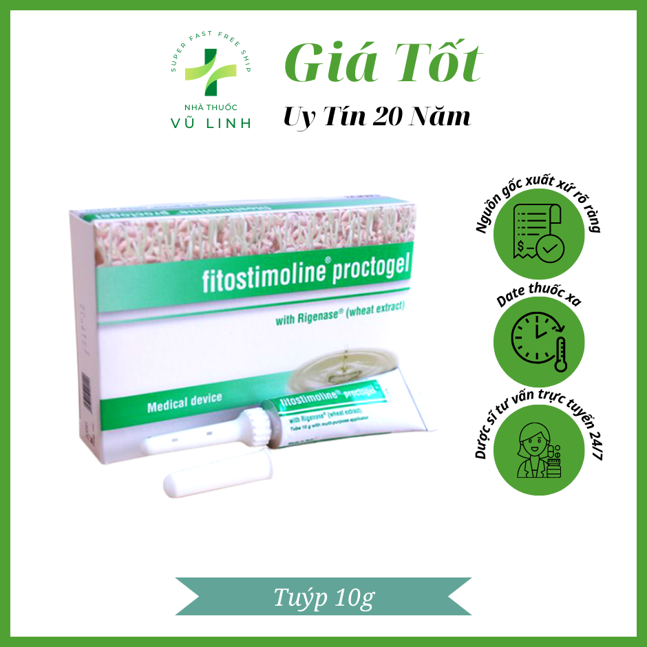 Gel bôi lành vết thương , trĩ, đau rát, chảy máu fitostimoline proctogel túyp 10g xuất xứ ý