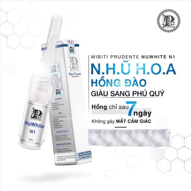 Kem Nuwhite Mibiti Prudente hồng nhũ hoa N1, hồng bikini V1, khử thâm nách bẹn H6, hồng môi L1A