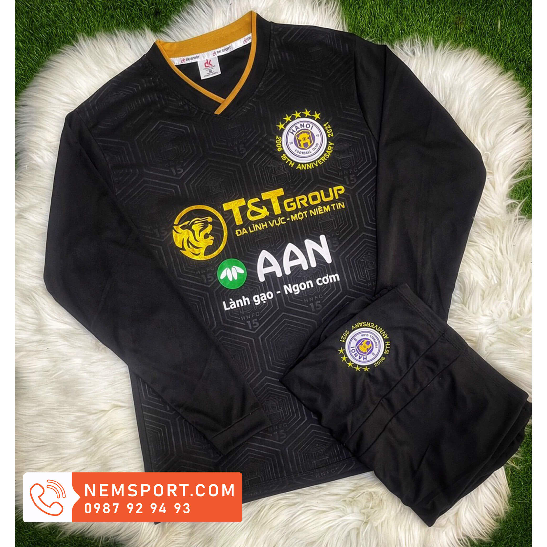 Áo Đá Bóng CLB HÀ NỘI TAY DÀI MÀU ĐEN