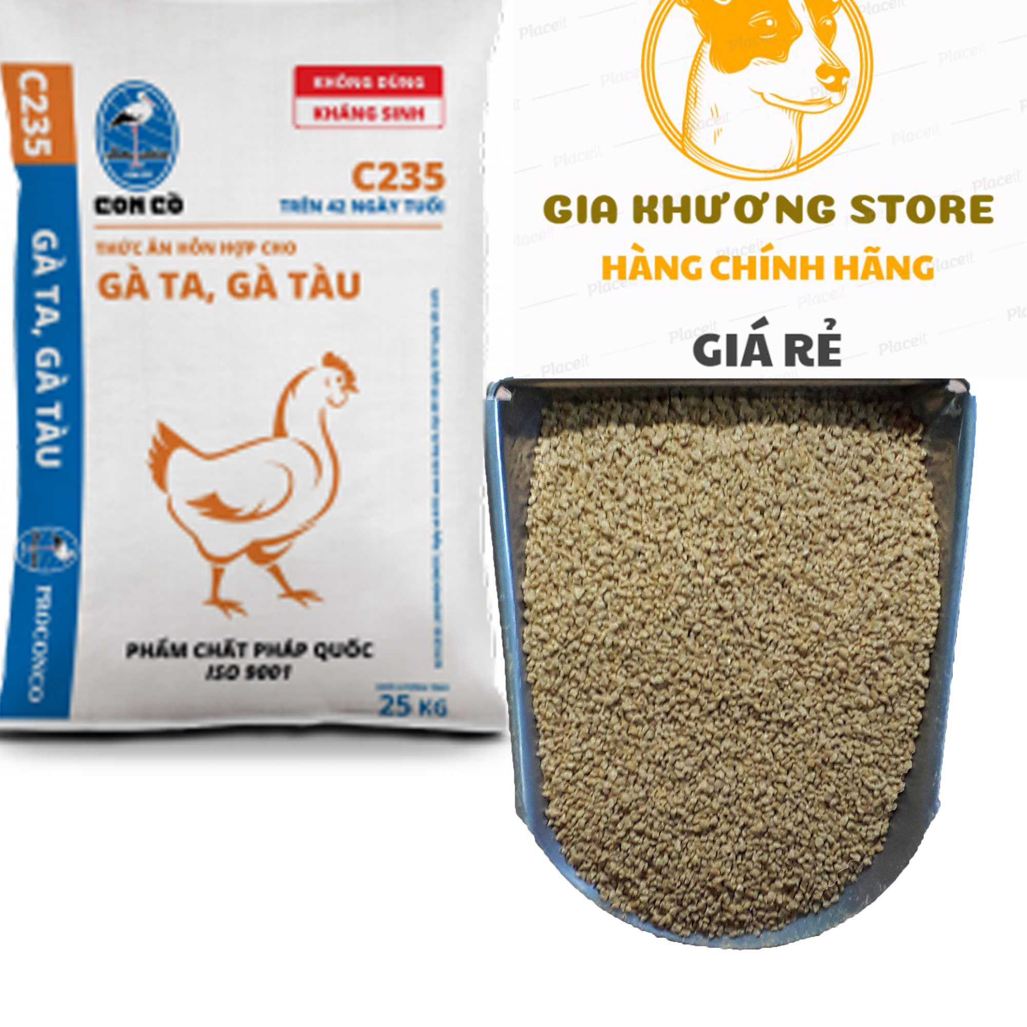 Cám hỗn hợp cho gà lớn, gà ta, gà tàu trên 42 ngày tuổi C235