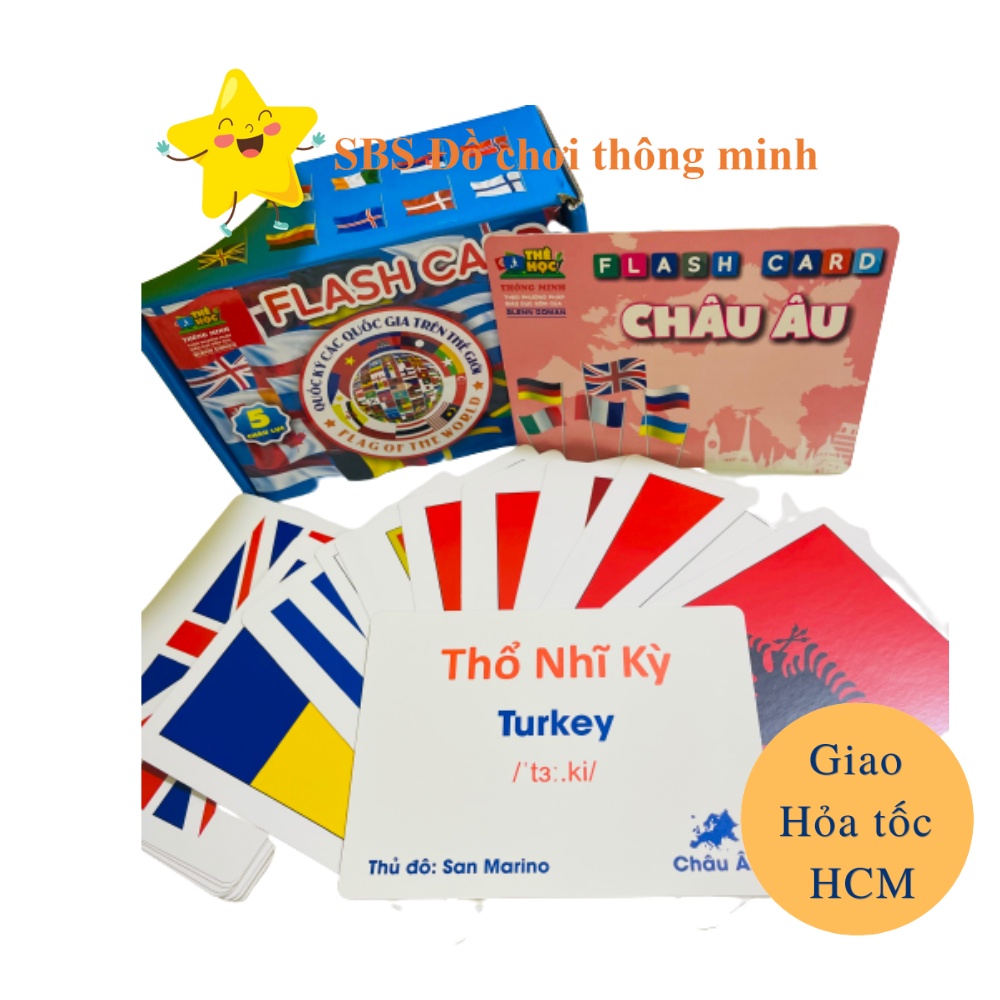 Thẻ học thông minh song ngữ Anh Việt cờ/ quốc kỳ các nước - Thủ đô các quốc gia