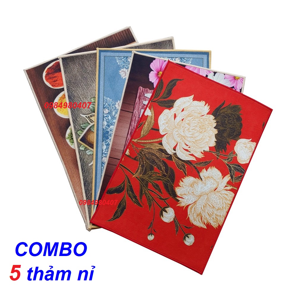 Combo 5 thảm nỉ 3d 40x60cm loại đẹp