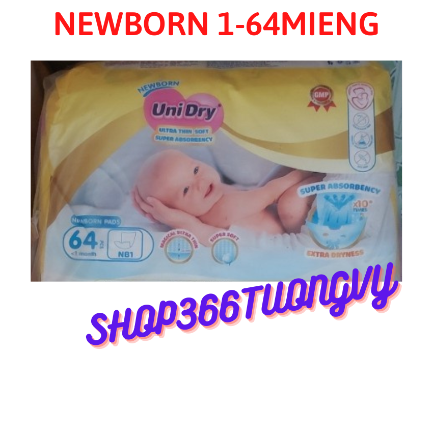 SIÊU RẺ  Miếng lót sơ sinh Newborn1 Unidry 64 miếng mẫu G3 của tập đoàn