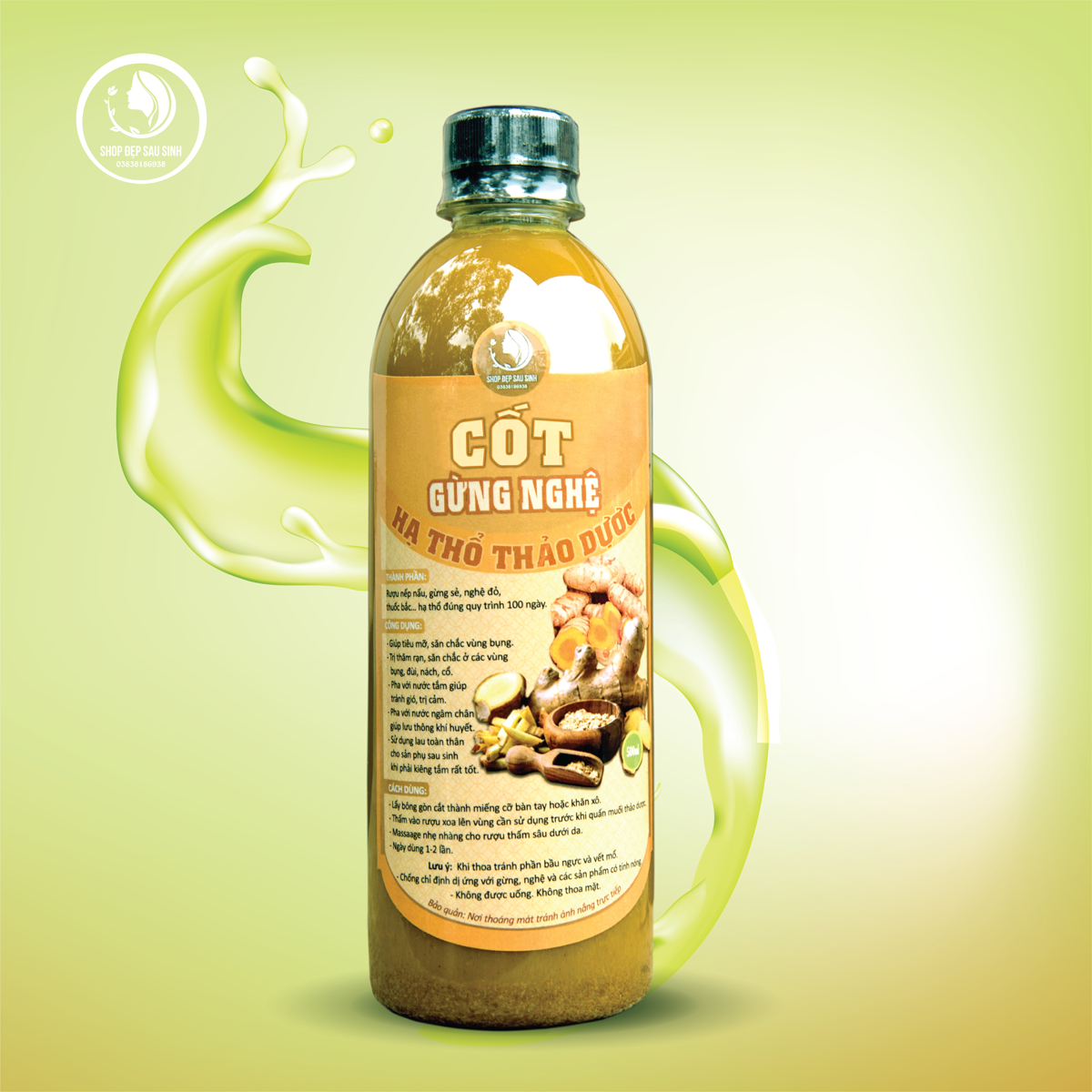 Cốt Gừng Nghệ Hạ Thổ (Handmade nhà làm) 500ml