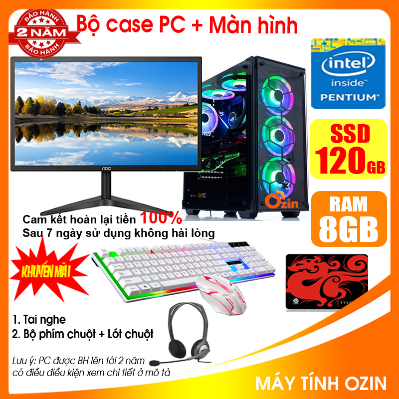 [Trả góp 0%]Bộ máy tính để bàn Game - Học tập LED + Màn 20-24 inch CPU G2010 / Ram 4-8GB / SSD 120-240GB / VGA 1-2GB chơi PUBG mobile, LOL, Fifa3, GTA 5 ... [TẶNG: Phím chuột + lót chuột + Tai nghe] GAG2  LOZ [ MÁY TÍNH OZIN ]
