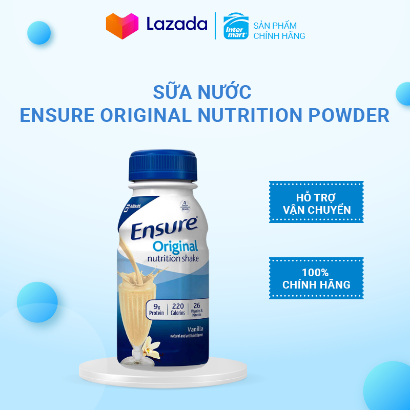 Sữa nước Ensure Original Nutrition Powder 237ml thùng 30 chai date 01 2024
