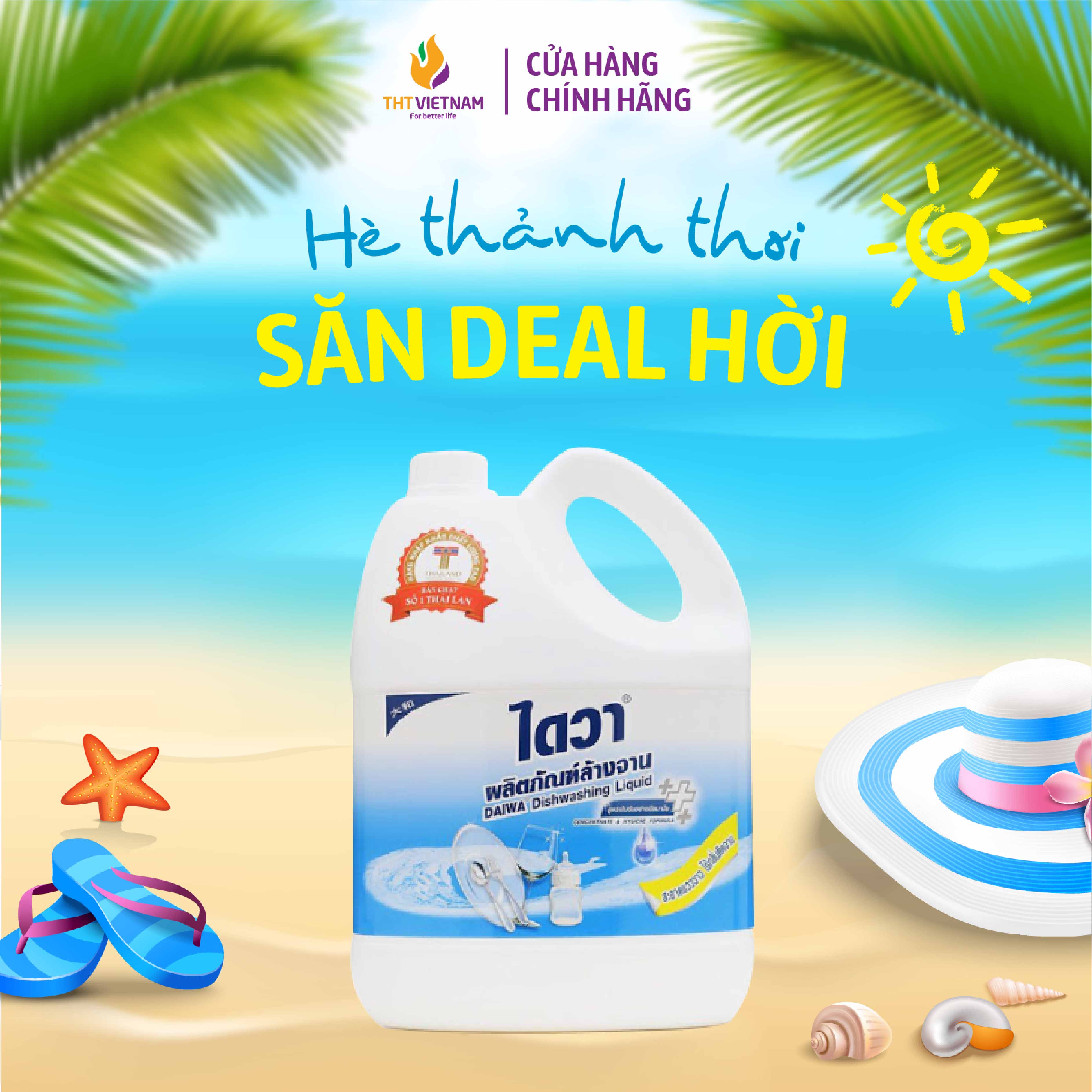 Nước rửa chén bát đậm đặc Daiwa không mùi  3,6 lít - An toàn