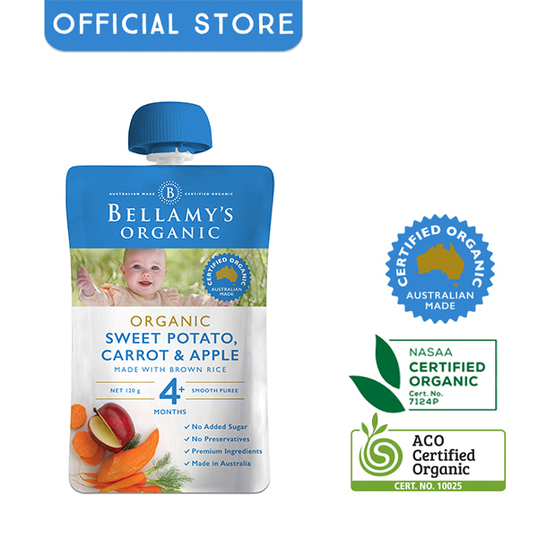 Hỗn Hợp Khoai Lang, Cà Rốt, Táo Hữu Cơ Xay Nhuyễn Bellamy's Organic