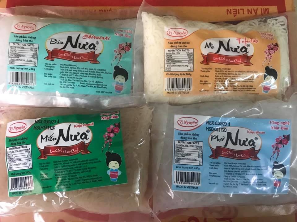 Combo 2 bún 2 phở 2 miến 2 mì keto das 240g
