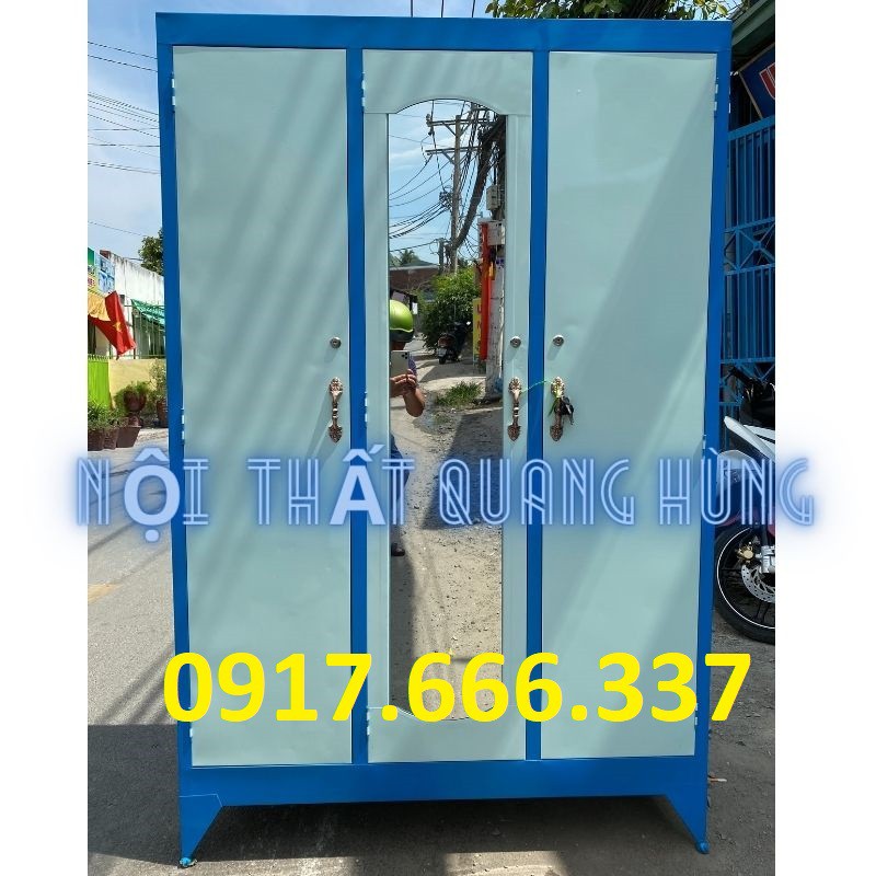 Tủ sắt sơn dầu 3 cánh nhiều màu 1m8x1m2 cao cấp dành cho gia đình
