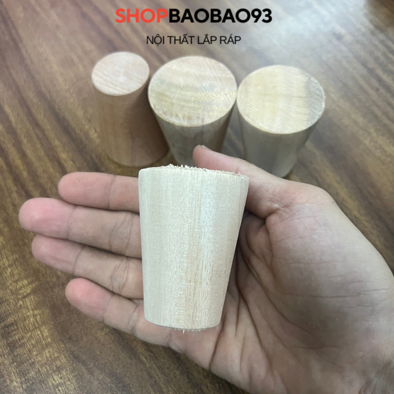 Chân gỗ cao su tự nhiên lắp ráp kệ gỗ và tủ gỗ decor nhà cửa - CHÂN GỖ