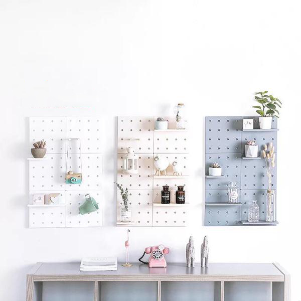 KỆ DÁN TƯỜNG DECOR DỄ THƯƠNG ĐA NĂNG - bảng lỗ Pegboard mini tự thiết kế kệ trang trí treo tường decor, để đồ tiện lợi, chất liệu nhựa cao câp