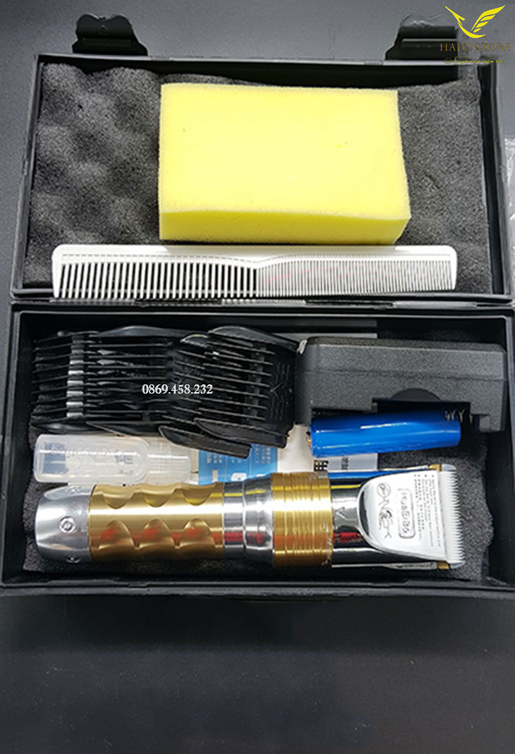 Tông Đơ Cắt Tóc Chuyên Nghiệp F10 TẶNG LƯỢC + MÚT PHỦI - Máy Cắt Tóc Lưỡi Sứ Có 2 Pin Dung Lượng 2200mAh Chạy Cực Trâu