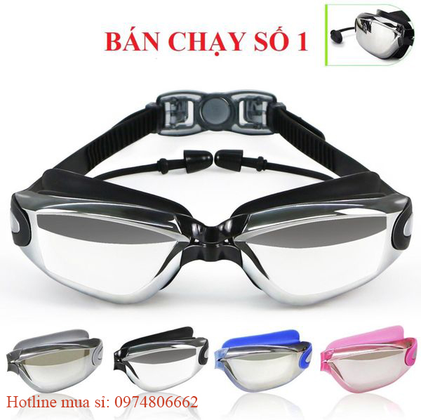 Kính bơi tráng gương chống nước, chống mờ, chống tia UV (có bịt tai)