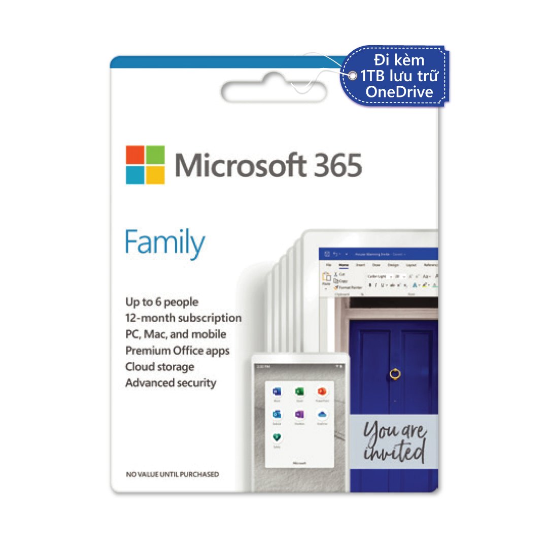 [HCM]Phần mềm văn phòng Microsoft Office 365 Family | kèm 1TB lưu trữ OneDrive - Hàng Chính Hãng
