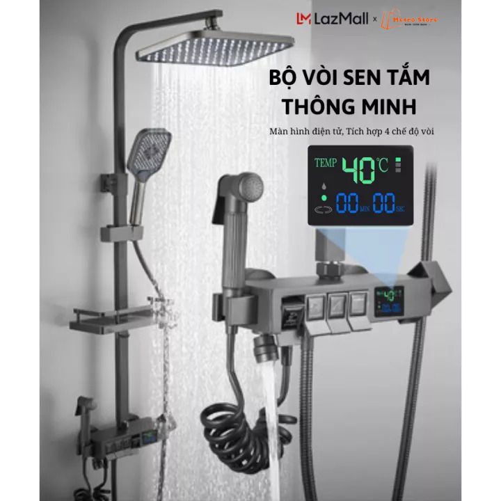 Vòi sen tắm, vòi sen, vòi hoa sen, sen tắm, sen cây - bộ sen cây tắm đứng nóng lạnh italia inox 304 kỹ thuật số led, sen vòi tắm, có nút chỉnh nhiệt và led nhiệt độ - hàng siêu cấp italia