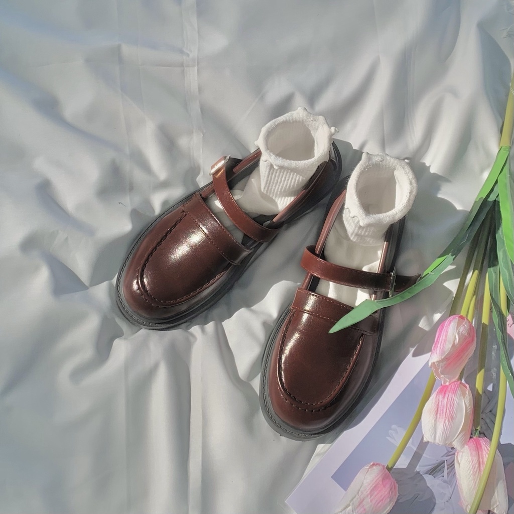 Giày Búp Bê Nữ Ulzzang Vintagae Giày Lolita Mary Jane Có Quai Đế Cao Su 3cm Phong Cách Retro Hàn Quốc - Iclassy shoes