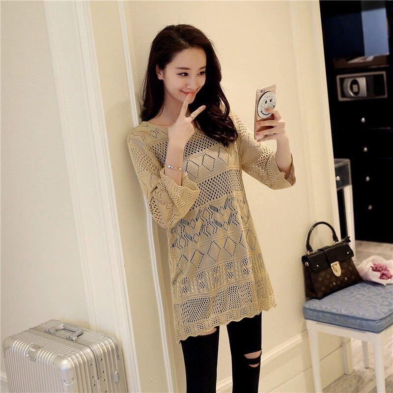Áo len form dài xinh xắn ngọc trân nt4237