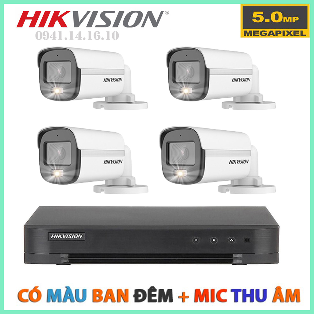 Bộ Camera Quan Sát Hikvision 4 Kênh 5.0MP Có Màu Ban Đêm Tích Hợp Mic Thu