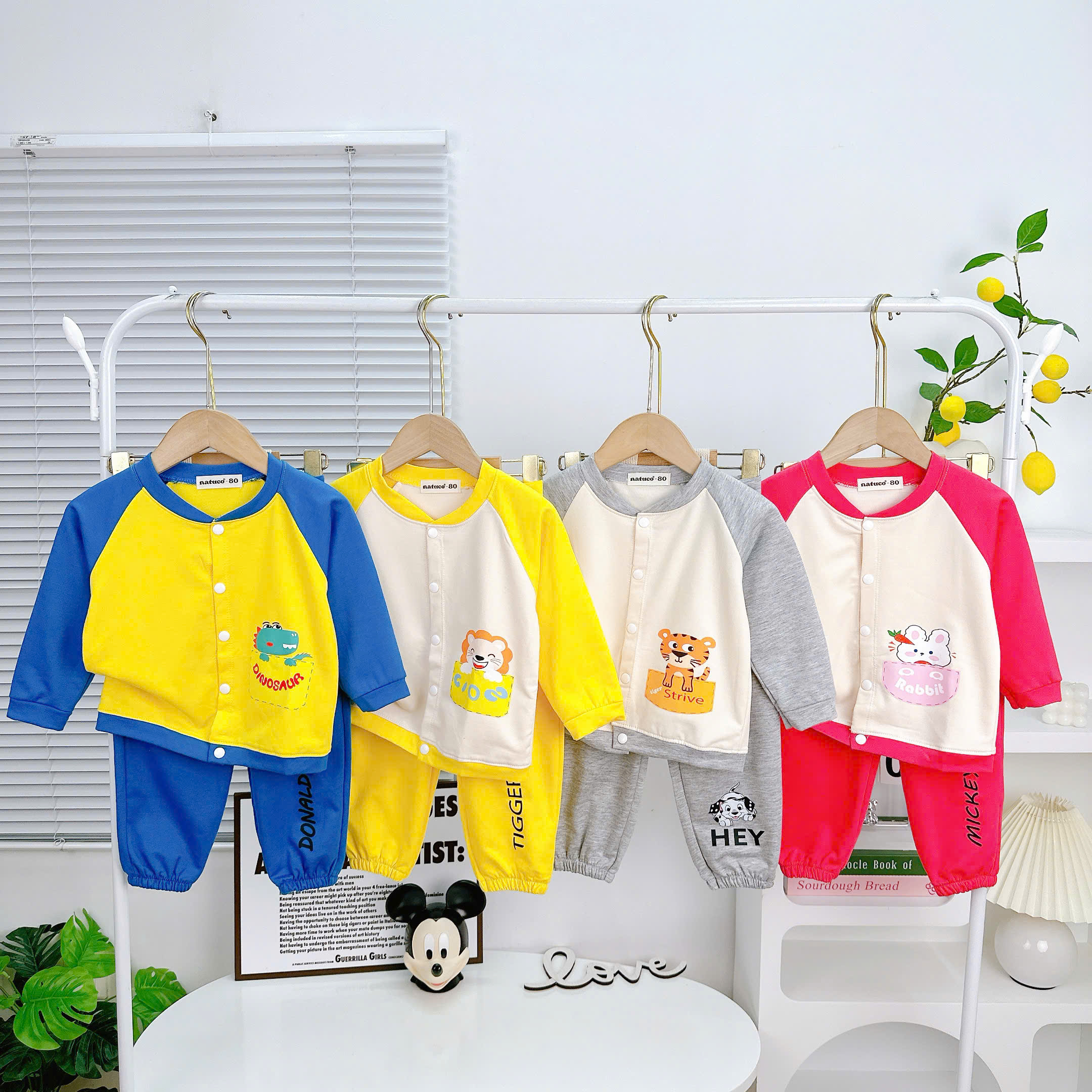 Set Bộ Quần Áo Trẻ Em Dài Tay Cotton Da Cá NATUCO Mặc Thu Đông Cho Bé 8-27Kg Mềm Mịn Thoáng Khí CB-001