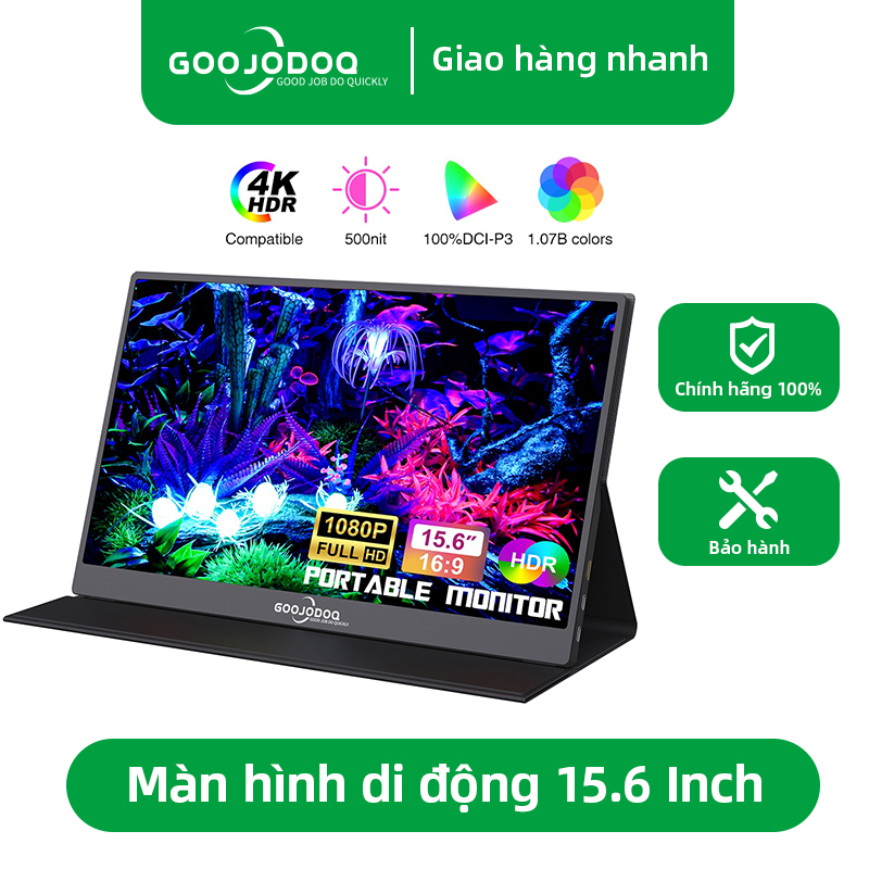 Màn hình di động goojodoq 15.6 inch 1920*1080p fhd ips usb-c hdmi portable monitor cho laptop máy tính, điện thoại, máy chơi game ps4