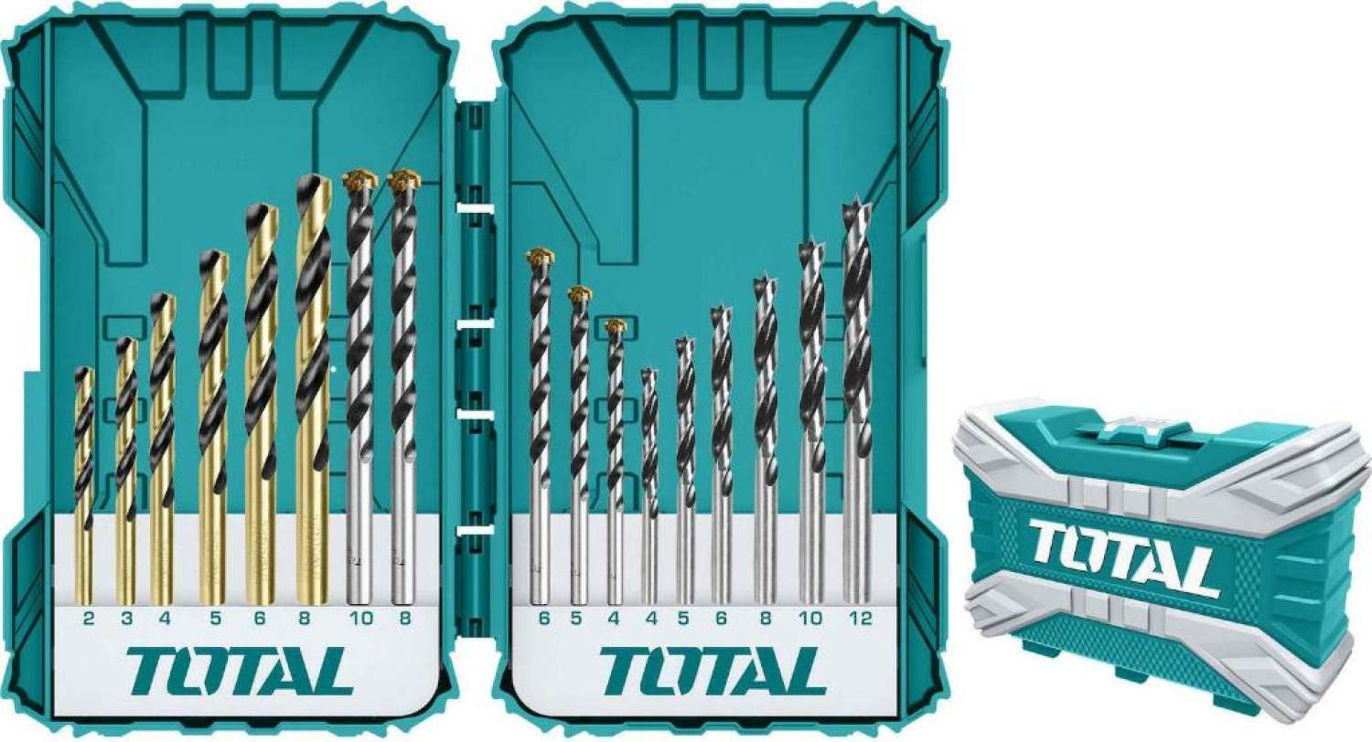 Bộ 16 mũi khoan bê tông/gỗ/sắt thép/siết ốc vít total tacsdl11601 combo 16 mũi khoan đa năng bao gồm 6 mũi khoan kim loại