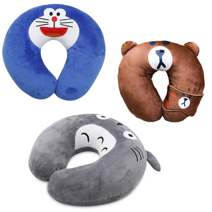 [HCM] Gối Kê Cổ Chữ U Nhiều Hình Doremon-Totoro-Gấu Nâu - Gối Văn Phòng Nhiều Mẫu, Gối Kê Cổ Đi Tàu Xe Máy Bay Hình Chữ U