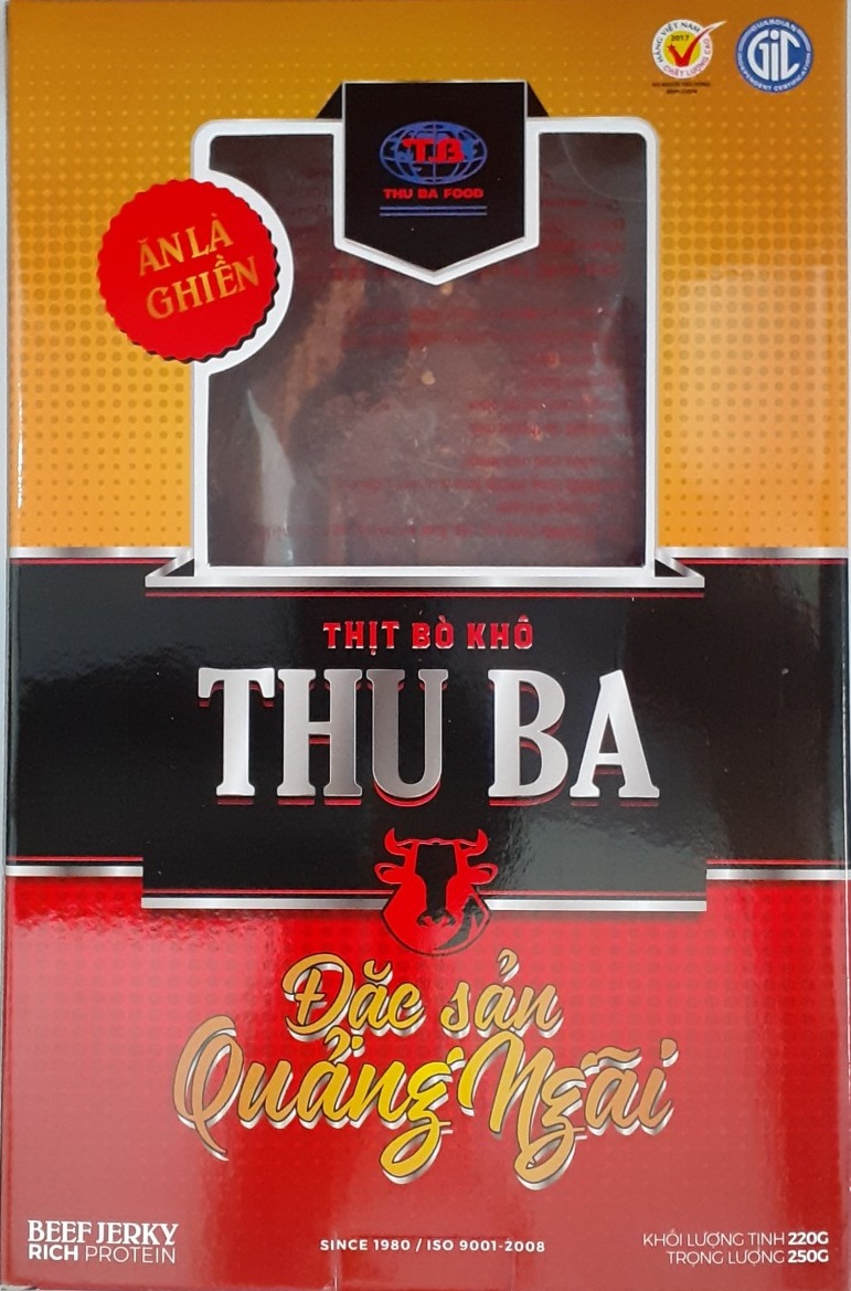 Khô bò Quảng Ngãi 250gr dạng miếng, hand-made, thủ công, Thu Ba