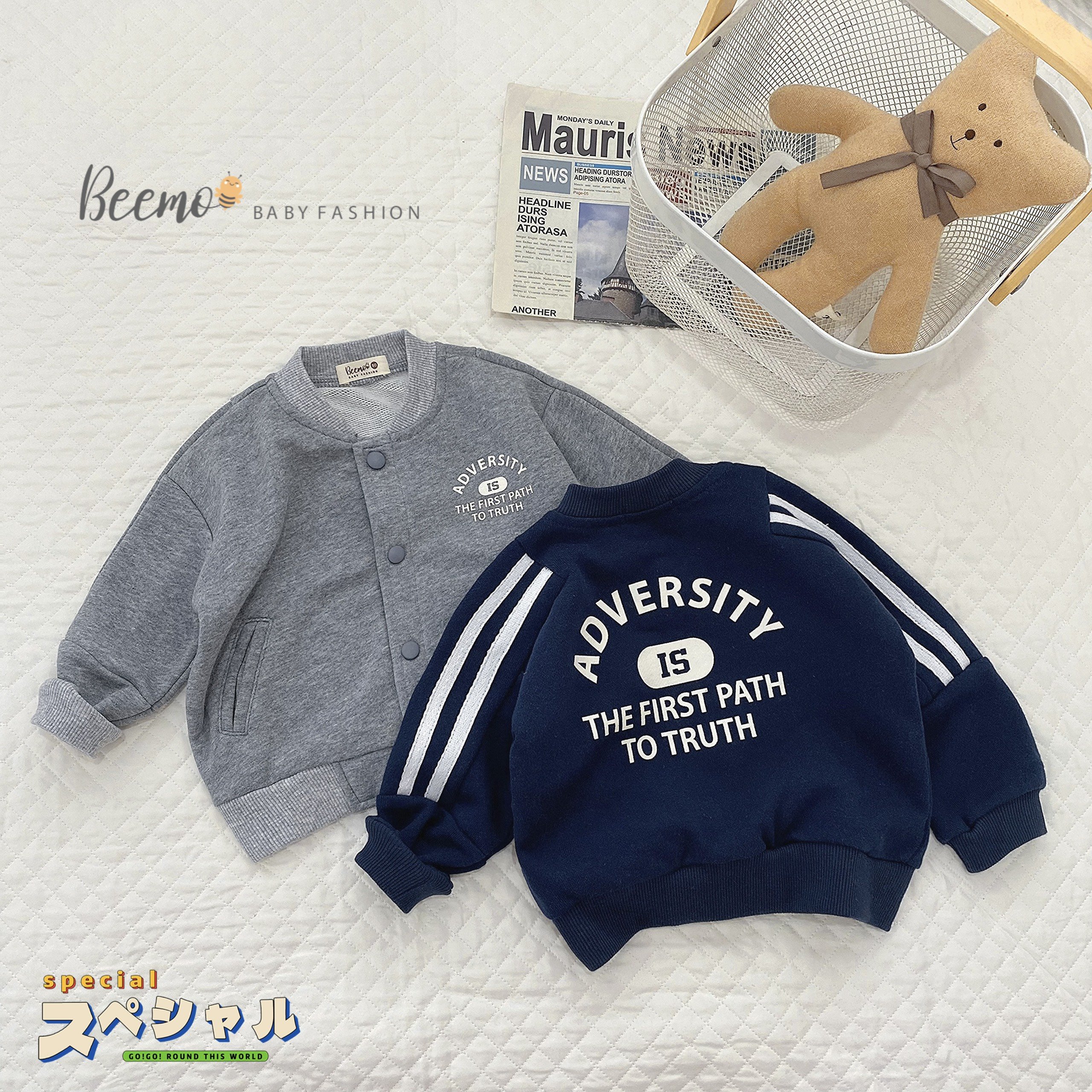Áo khoác cho bé beemo a30 áo khoác bomber bé trai, bé gái chất nỉ mềm mịn, thấm hút mồ hôi, shop mẹ mỡ
