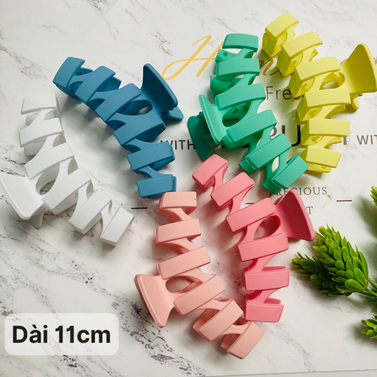 Kẹp tóc gấp tóc 12 răng màu nổi loại lớn dài 11cm gap25