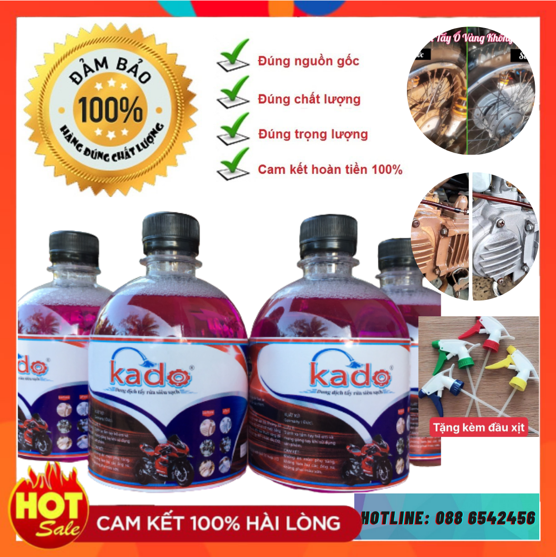 (Combo 2 Chai)DUNG DỊCH NƯỚC TẨY RỬA SIÊU SẠCH KADO - T100110 - NƯỚC RỬA XE TẨY RỬA ĐẦU BÒ LỐC MÁY SIÊU MẠNH SIÊU SẠCH TẨY RỬA KHÔNG CHẠM TRÊN MỌI BỀ MẶT XE, KHÔNG ẢNH HƯỞNG ĐẾN LỚP SƠN XE, VỆ SINH TIỆN LỢI DỄ SỬ DỤNG
