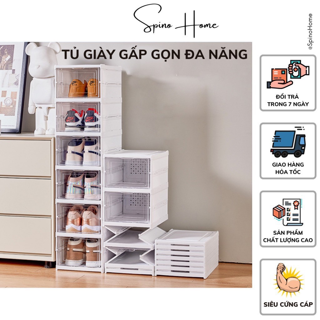 Tủ Giày Gấp Gọn, Kệ Giày, Hộp Giày Đa Năng Tiện Lợi, Hộp Trưng Bày Chắc Chắn Bền Đẹp