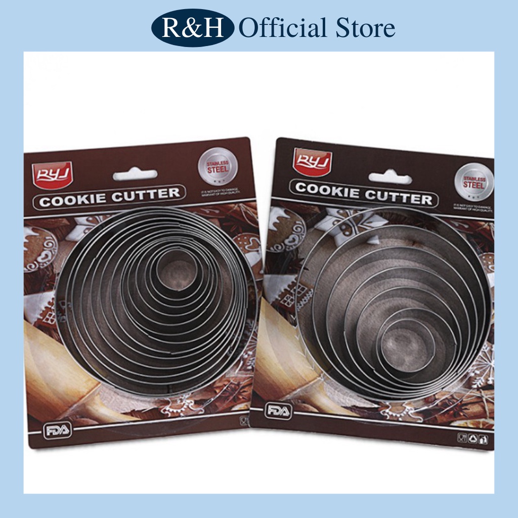Bộ cutter inox tròn cắt bột, làm bánh mousse, cắt bánh quy cookies