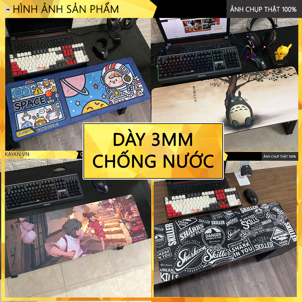 Lót chuột, bàn di chuột chống nước siêu lớn chủ đề anime Totoro 80x30cm dày 3mm