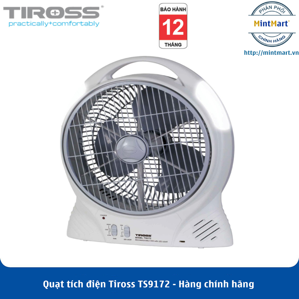Quạt tích điện tiross ts9172 – hàng chính hãng – bảo hành 1 năm toàn quốc