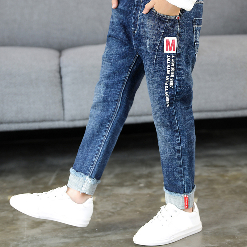 DIIMUU Bé Trai Quần Denim Quần Jean Giản Dị Trẻ Em Thời Trang Trẻ Em Quần áo In Quần Dài