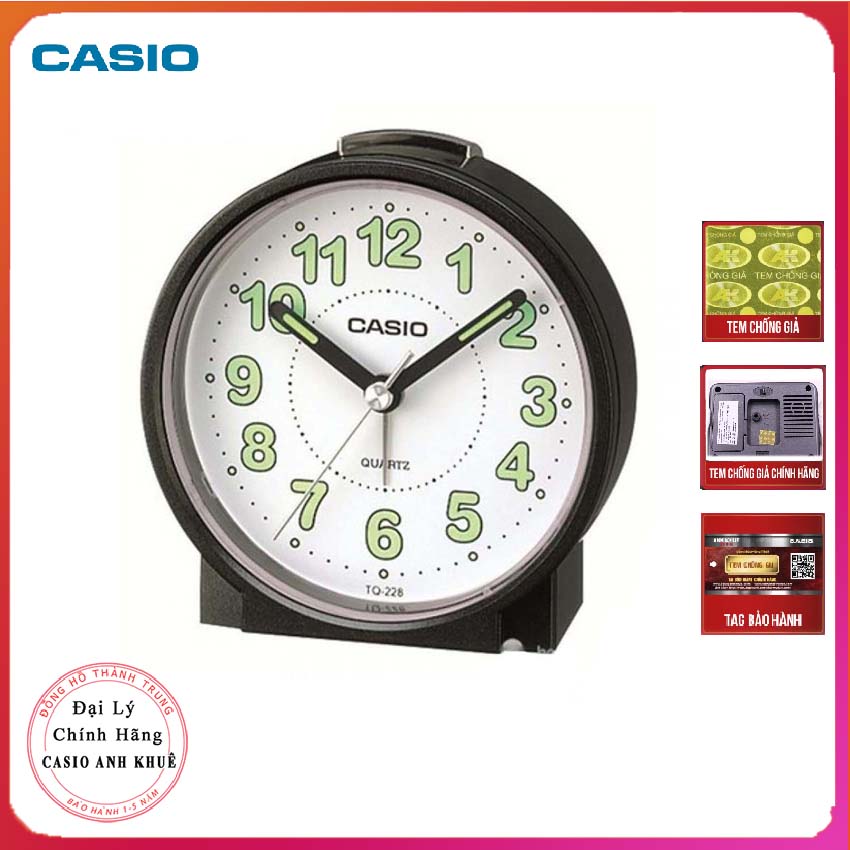 Đồng hồ để bàn Casio TQ-228-1DF  báo thức(  Kích thước 8.6 cm )
