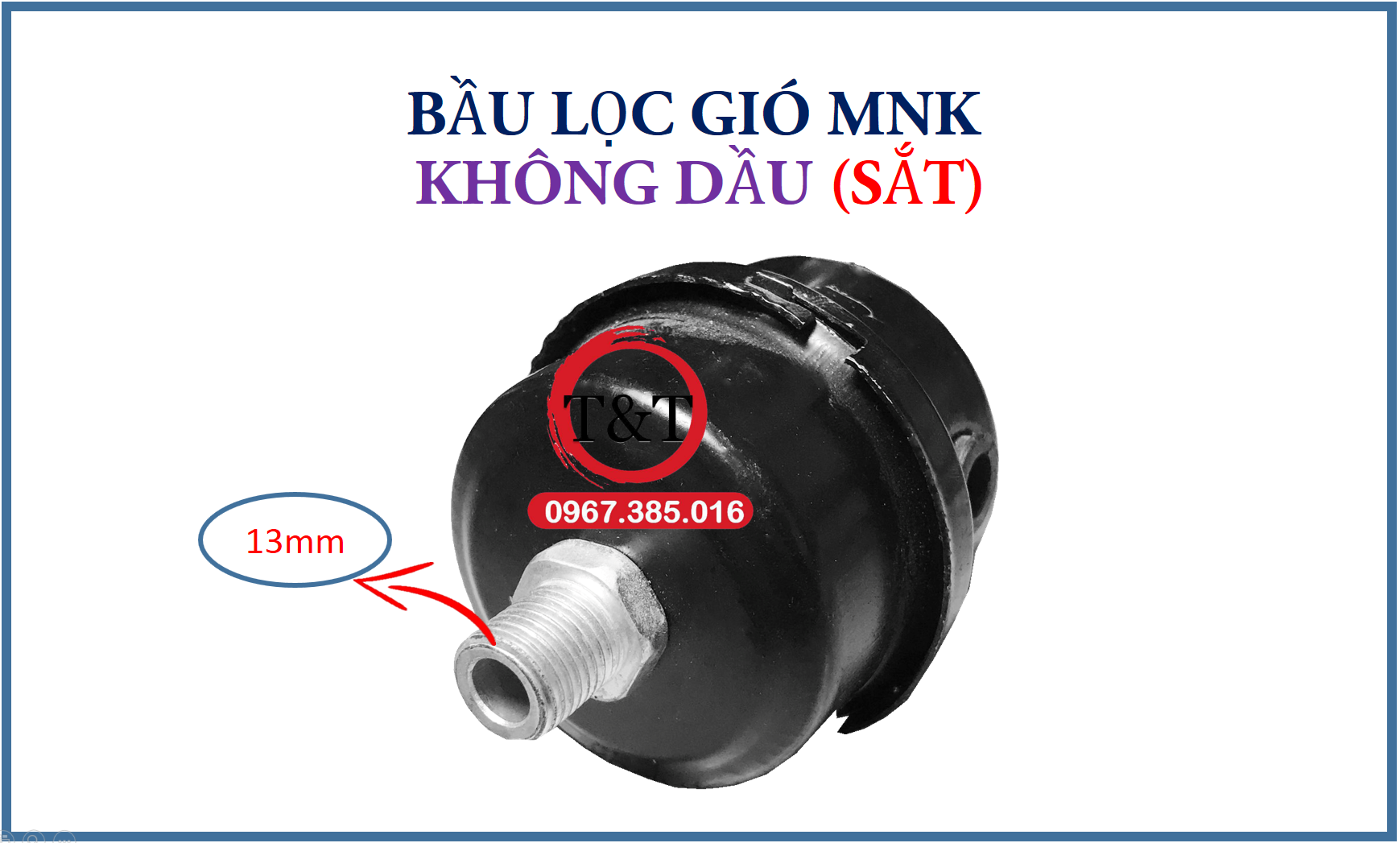 Bầu lọc gió máy nén khí không dầu băng sắt, bầu lọc gió ren 13, Bầu lọc gió, không dầu