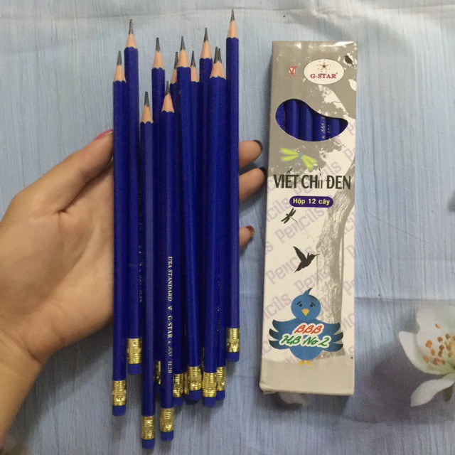 12 cây bút chì HB có tẩy, viết chì có tẩy