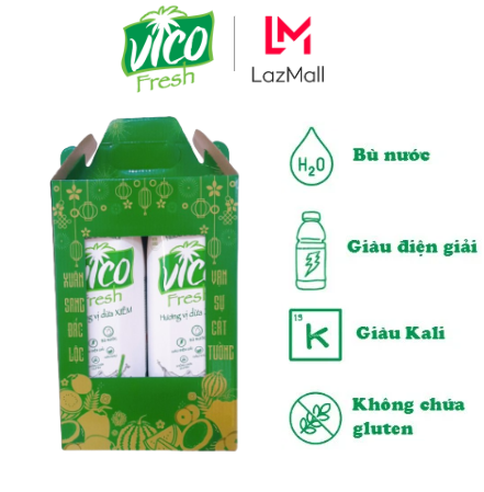 [HỘP QUÀ] Combo 2 Hộp Nước Dừa Vico Fresh 1L - Vị Xiêm