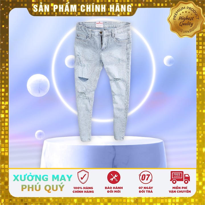 Quần jean nam màu xanh nhạt rách gối chất bò cao cấp co dãn 4 chiều cực đẹp, quần rin nam Nhiều Mẫu Hot