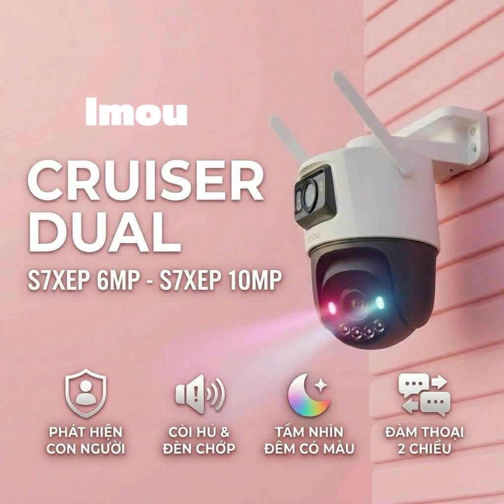 Camera WiFi Ngoài Trời IMOU S7XEP 6MP / 10MP Camera 2 Ống Kính, Quay Quét 355°, Đàm Thoại 2 Chiều