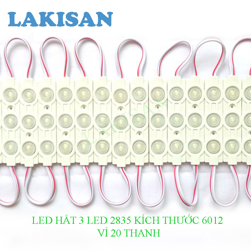 [Vỉ 20 thanh] Led hắt 3 led 2835 kích thước 6012| Ánh sáng trắng| Led trang trí