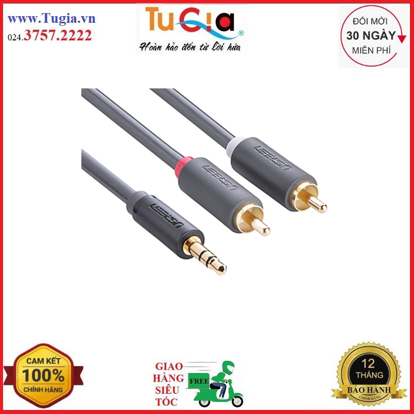 Cáp chuyển đổi ugreen 3.5mm sang 2 rca 10512 - hàng chính hãng