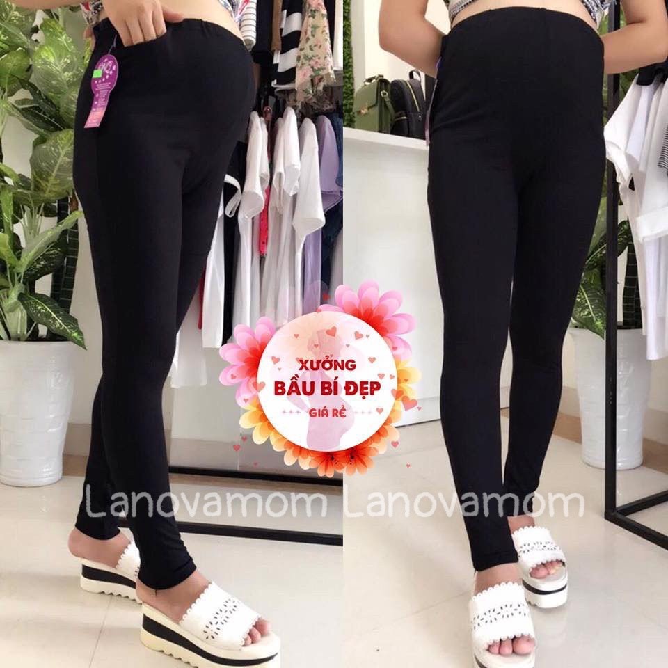Quần bầu legging coton không đáp bụng có chun điều chỉnh co giãn thoải mái