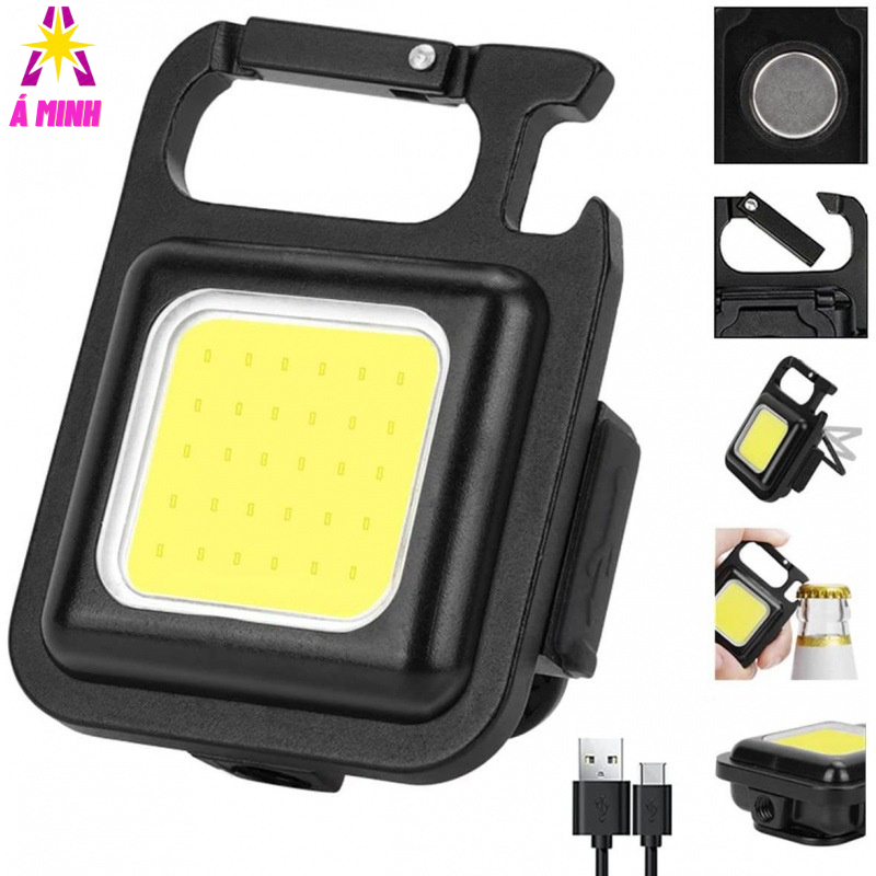 Móc chìa khoá đèn pin đèn led cob mini nam châm đa năng bỏ túi tiện dụng