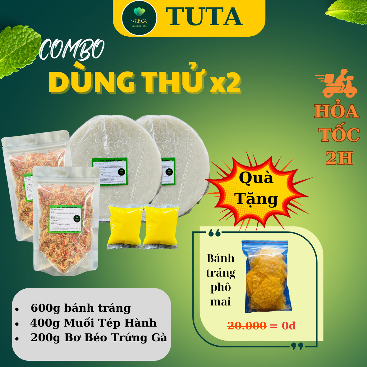 Bánh Tráng Phơi Sương 💖TUTA💖 300g Bánh Tráng Loại l + Muối Tôm Hành phi